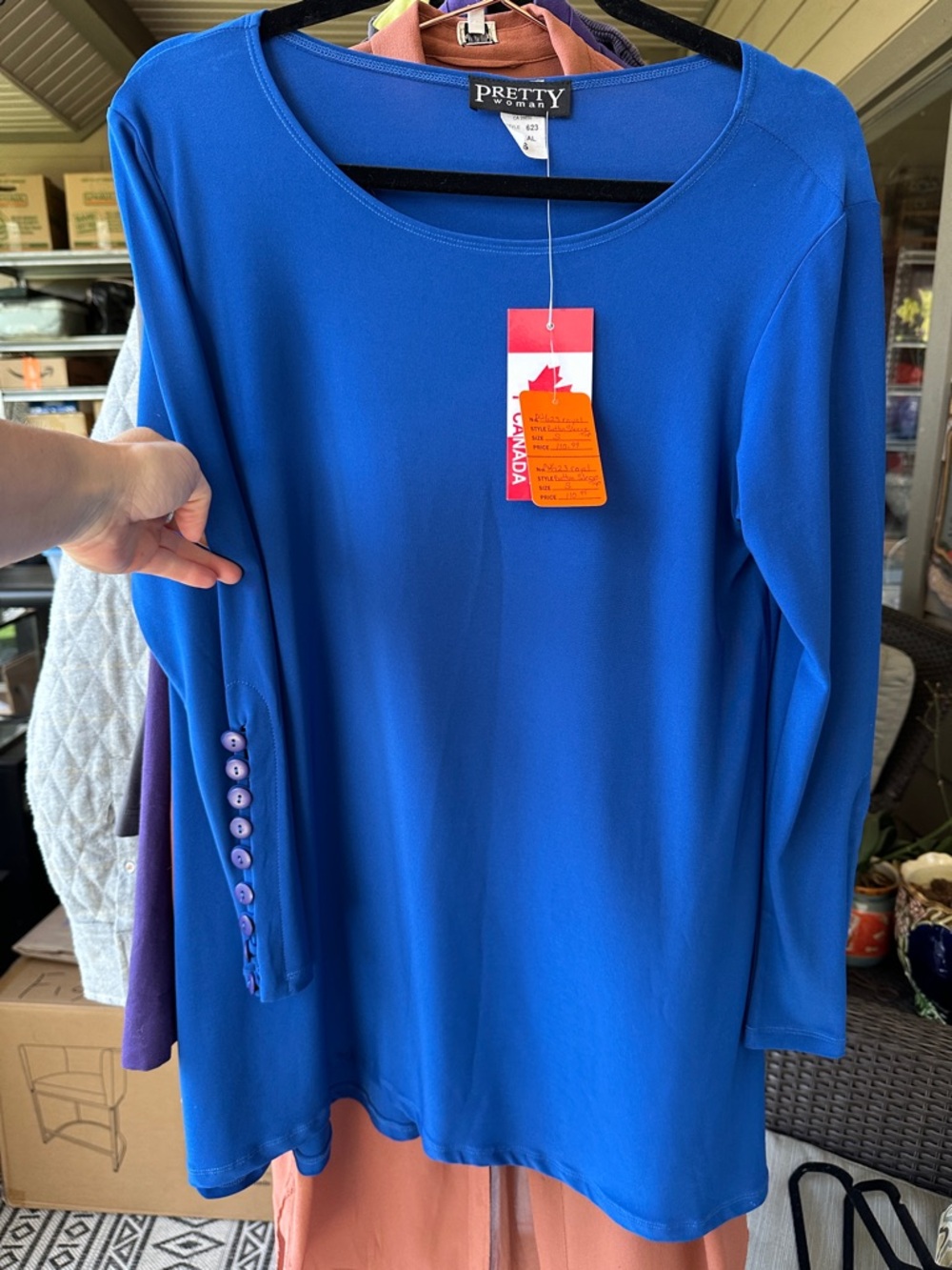 Pretty Woman Royal Blue Long Sleeve Tunic Sz S. P2P: 20” NWT No wrinkle